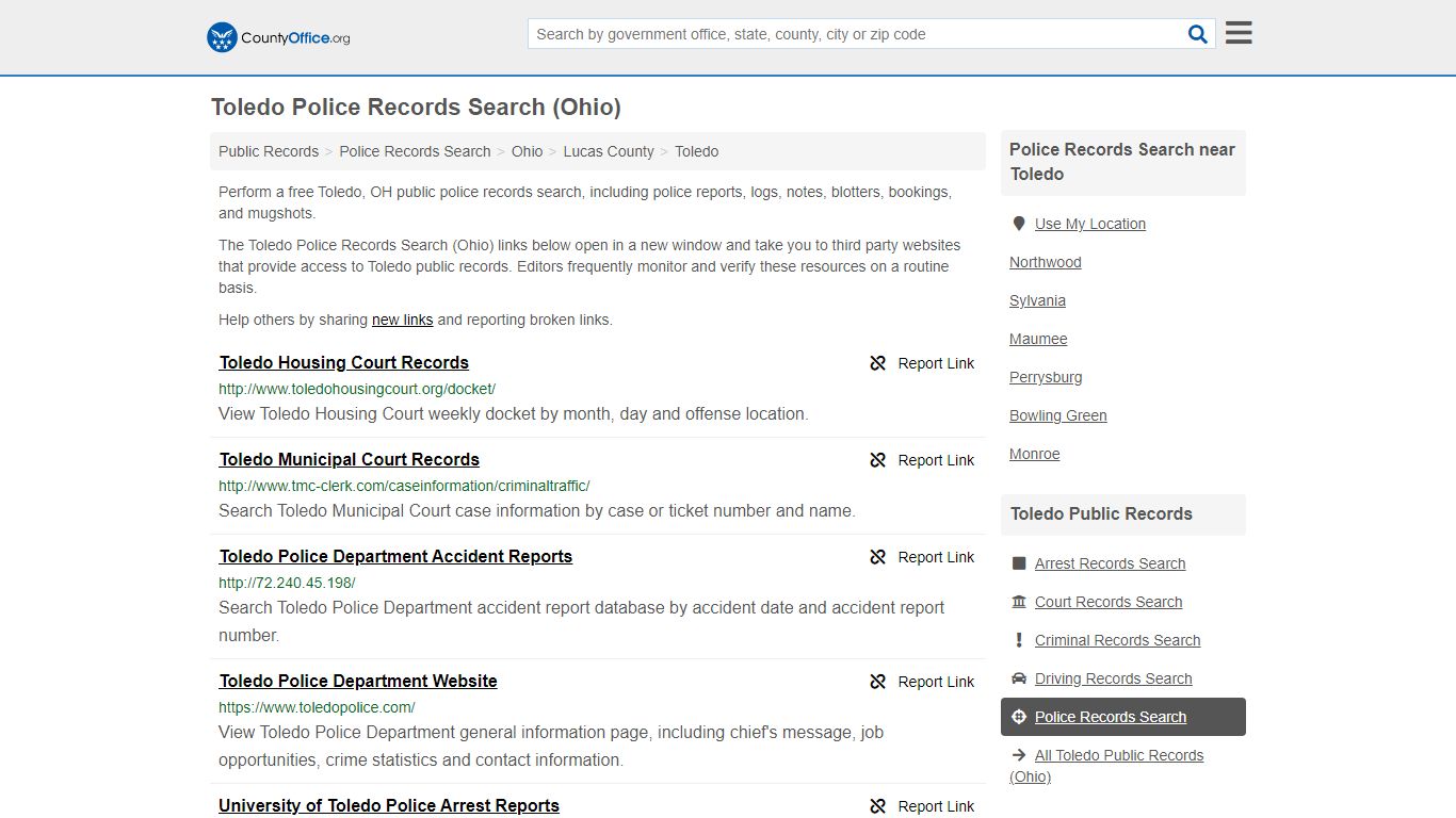 Police Records Search - Toledo, OH (Accidents & Arrest ...